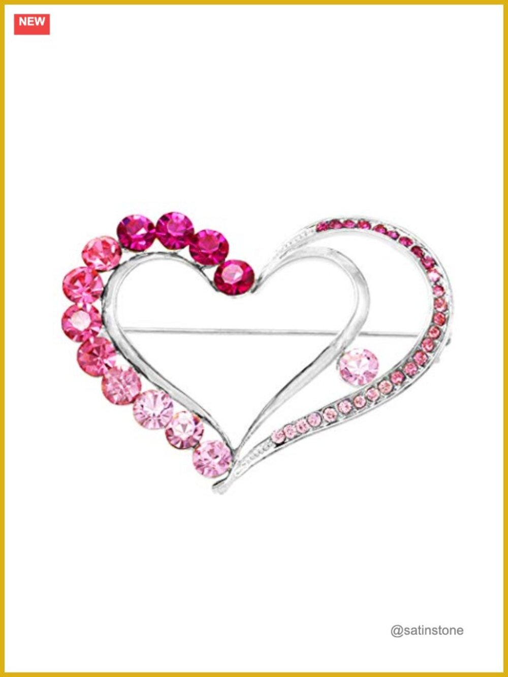 Sparkling Glass Crystal Rhinestone Heart Brooch Pin Statement Jewelry
